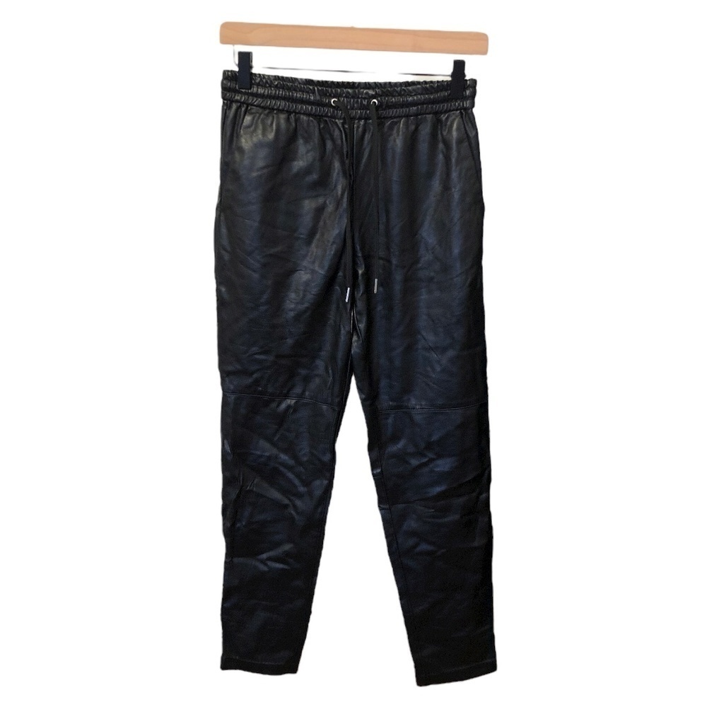 H&M High Waisted Faux Leather Pants Black Neutral Comfy Trendy Streetwear XS